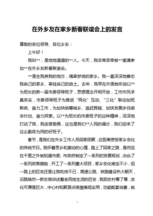 在外工作人员在家乡新春座谈会发言