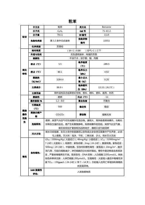 粗苯安全技术说明书