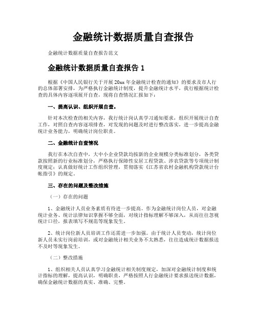 金融统计数据质量自查报告