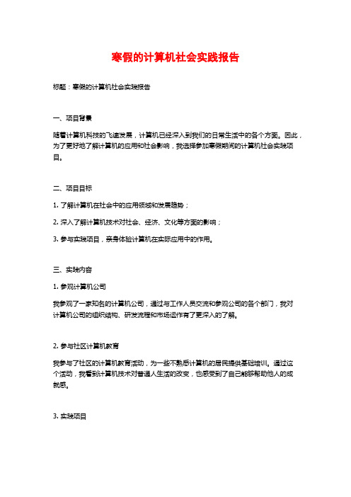 寒假的计算机社会实践报告