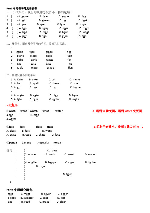 小升初语音辨音题复习资料