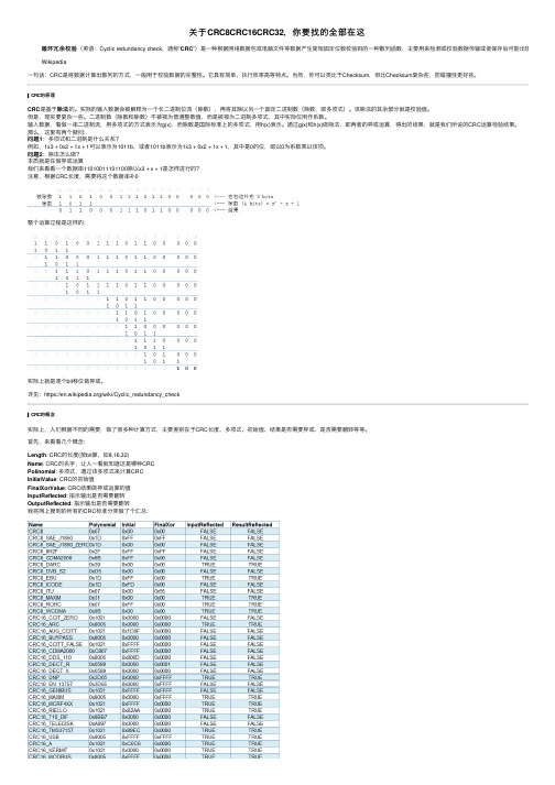 关于CRC8CRC16CRC32，你要找的全部在这