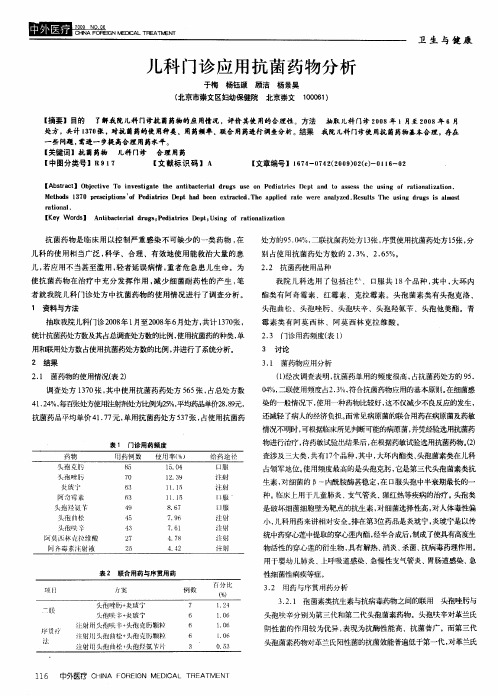 儿科门诊应用抗菌药物分析