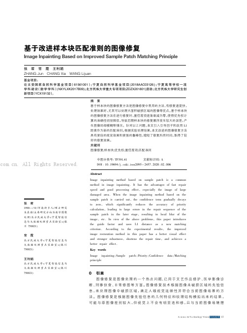 基于改进样本块匹配准则的图像修复