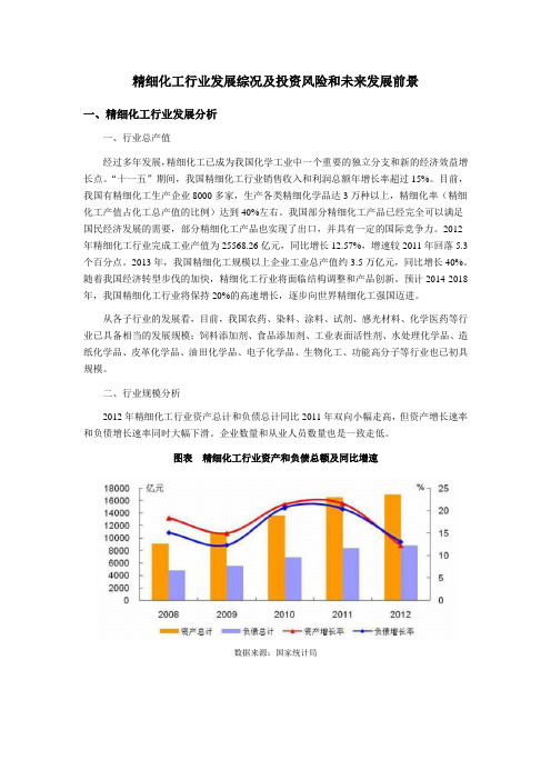 精细化工行业发展综况及投资风险和未来发展前景DOC