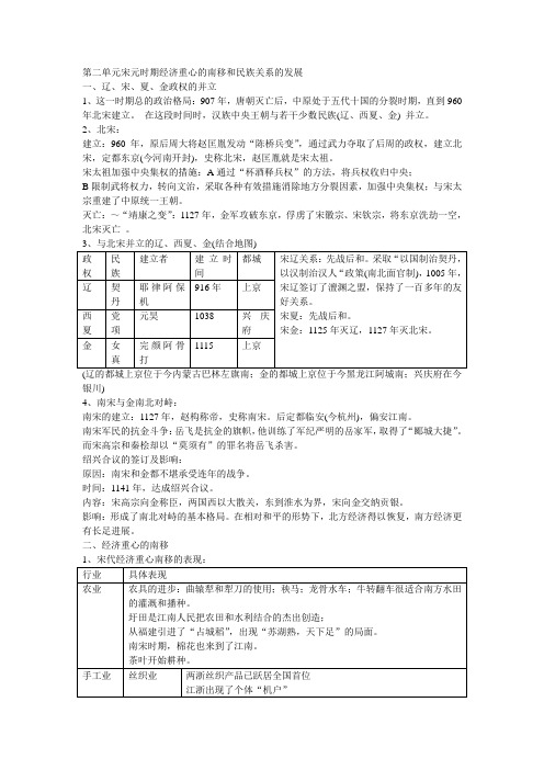 第二单元宋元时期经济重心的南移和民族关系的发展