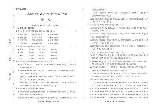 2017年山东省临沂市中考语文试卷