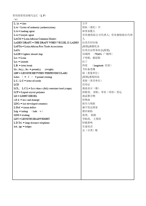 中英文简写对照
