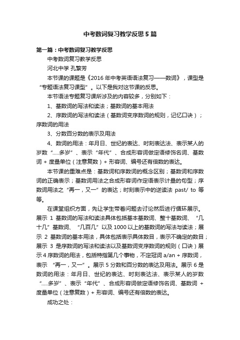 中考数词复习教学反思5篇