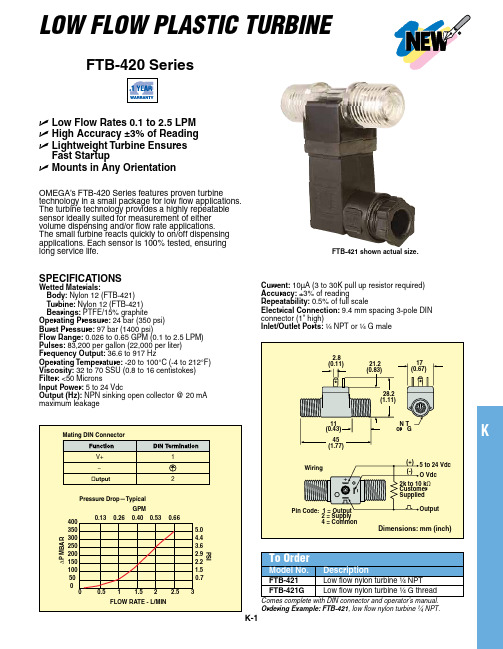 Omega FTB-420系列低流量塑料涡流式流量计说明书