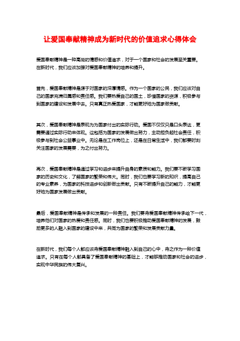 让爱国奉献精神成为新时代的价值追求心得体会