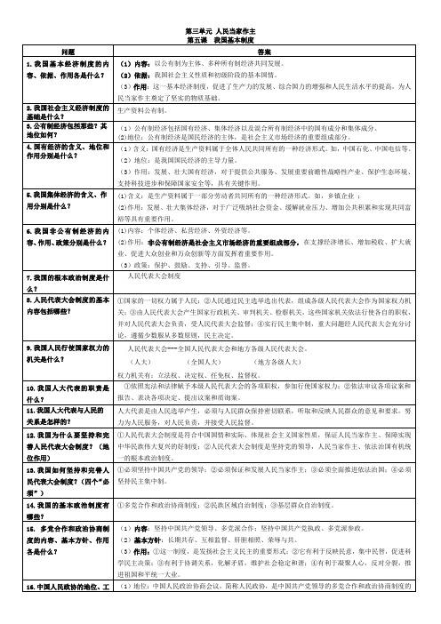 人教版八年级道德与法治下册第三单元重点知识