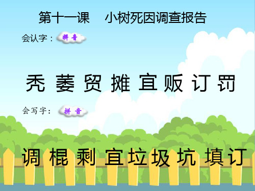 最新语文S版四年级语文下册11 小树死因调查报告_生字词学习(会认字、会写字)生字精品课件(模板)