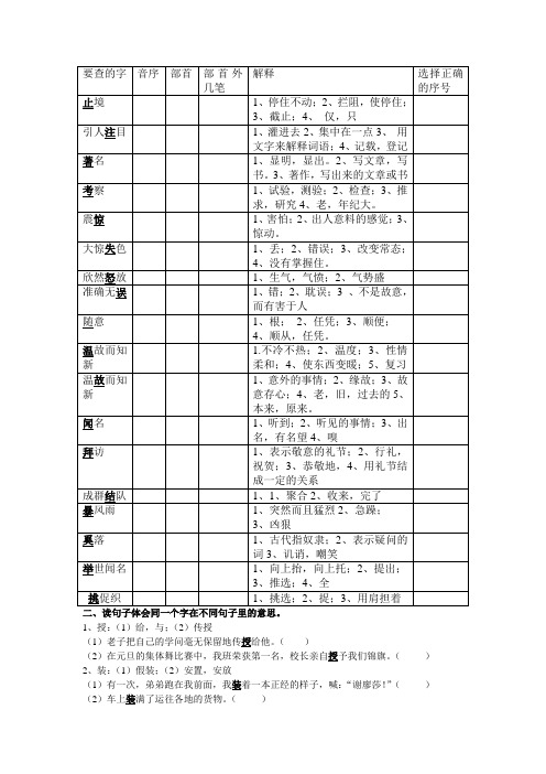 查字典,选择字义