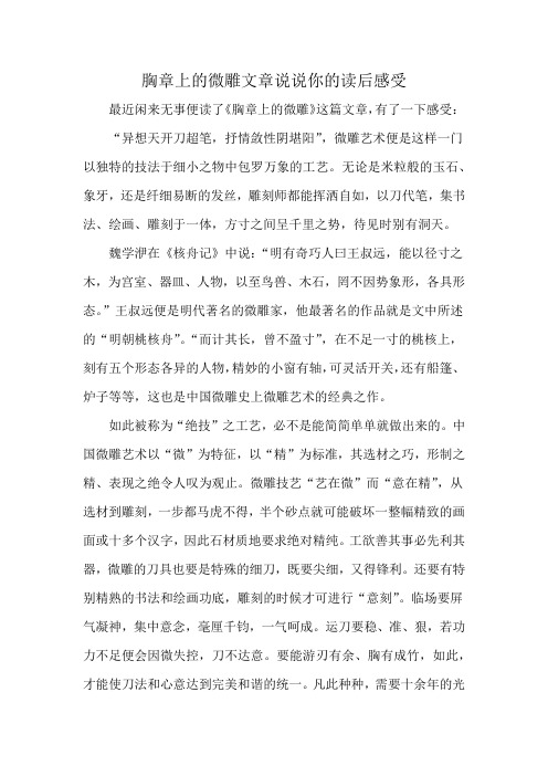 胸章上的微雕文章说说你的读后感受