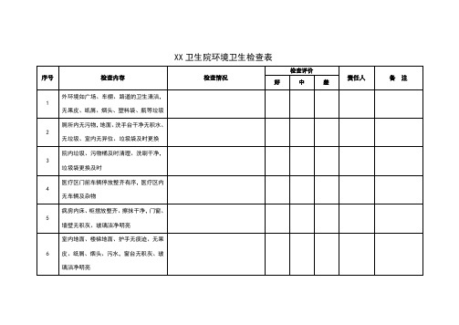 卫生院环境卫生检查表