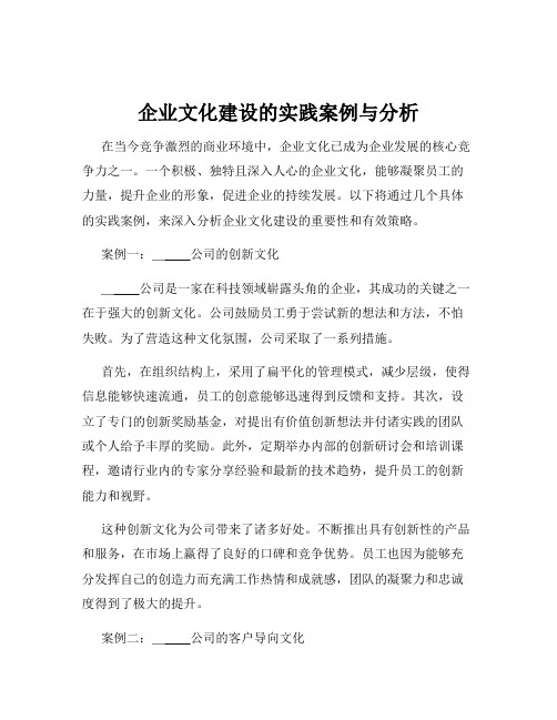 企业文化建设的实践案例与分析