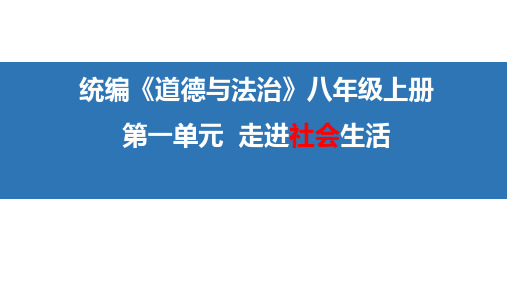 2019道德与法治中考总复习八年级上册第一单元《走进社会生活》