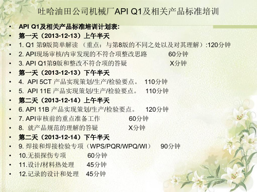 API Q1第九版及产品标准培训-2013.12.15