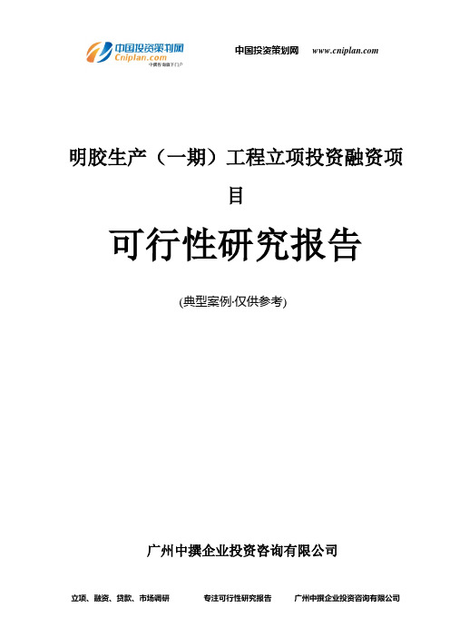 明胶生产(一期)工程融资投资立项项目可行性研究报告(非常详细)