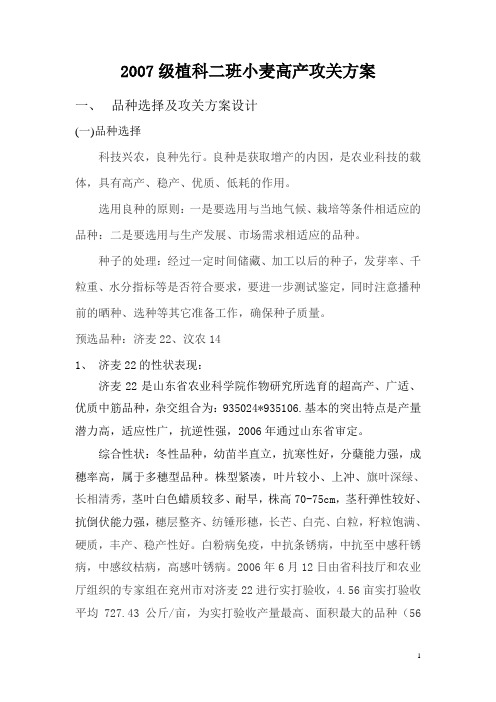 小麦高产攻关方案