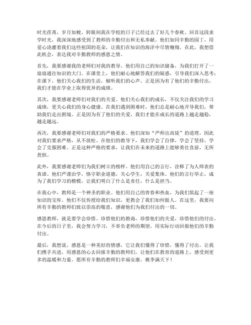 感恩辛勤的教师心得体会