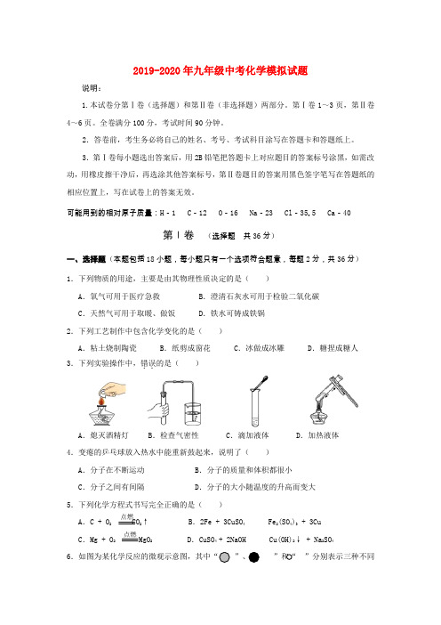 2019-2020年九年级中考化学模拟试题