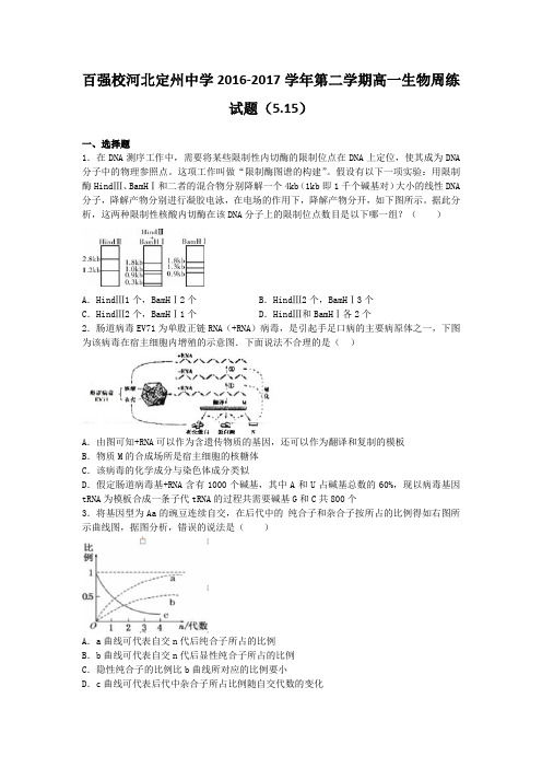 《首发》河北省定州中学2016-2017学年高一下学期生物周练试题(5-15)Word版含解析