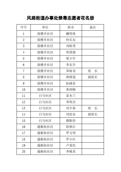 风路街道办事处禁毒志愿者花名册 文档 (2)