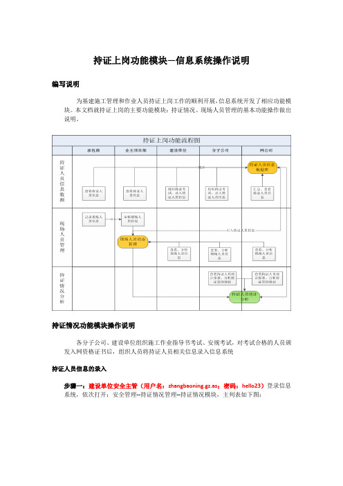 电网公司基建系统持证上岗功能模块操作说明