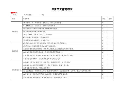 保育员工作考核表