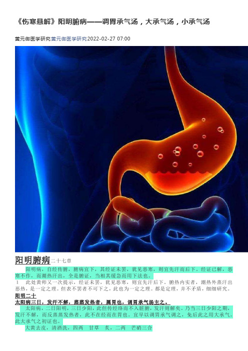 《伤寒悬解》阳明腑病——调胃承气汤,大承气汤,小承气汤