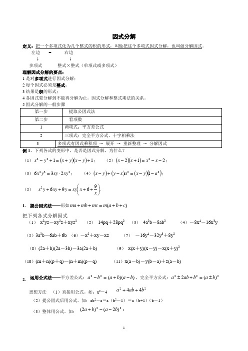 (完整word版)初一数学《因式分解》练习题