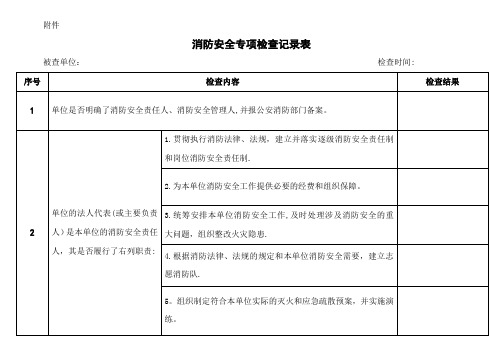 消防安全专项检查记录表