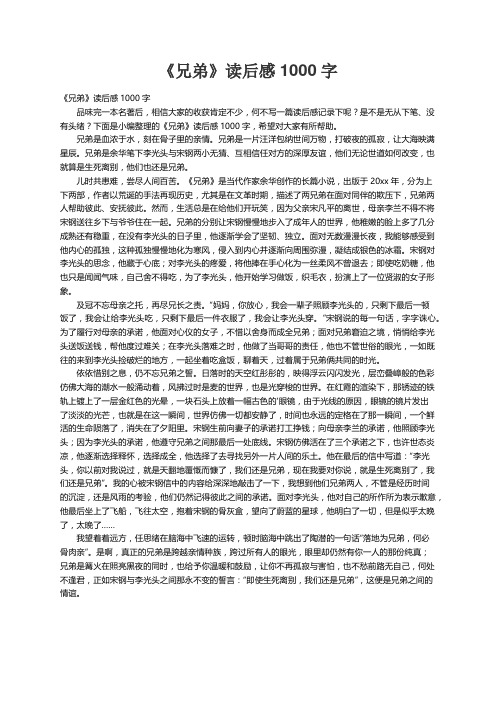 《兄弟》读后感1000字