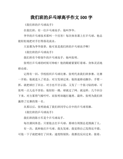 我们班的乒乓球高手作文500字