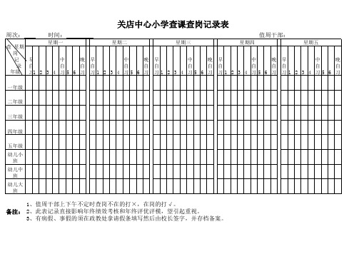 教师管理查课考勤记录表