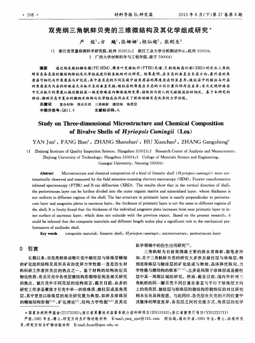 双壳纲三角帆蚌贝壳的三维微结构及其化学组成研究