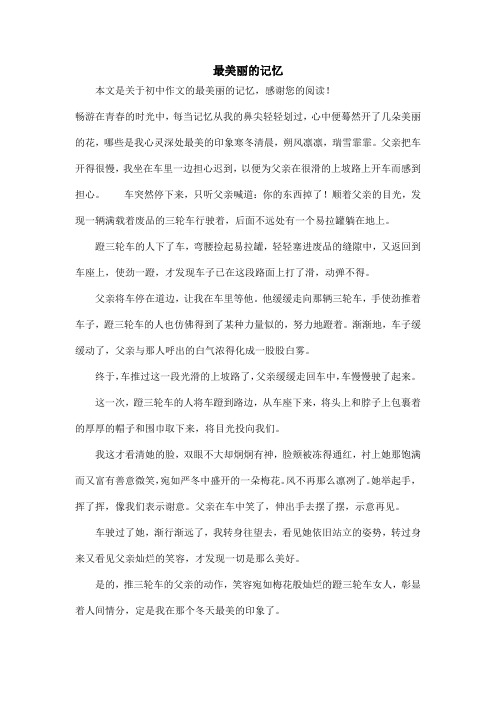 最美丽的记忆_初中作文