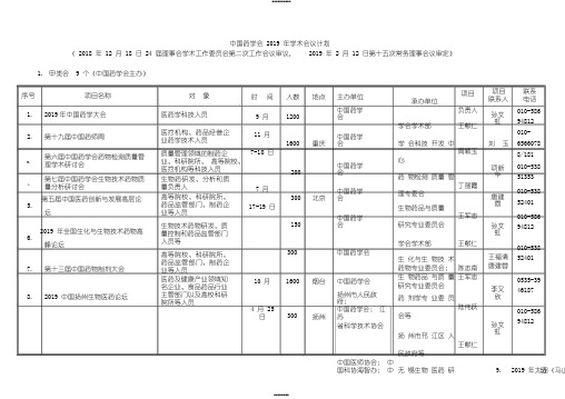 中国药学会2019年学术会议计划