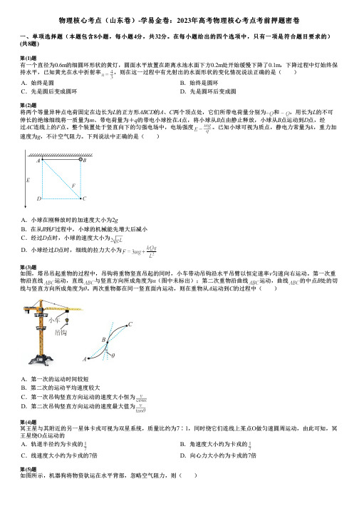 物理核心考点(山东卷)-学易金卷：2023年高考物理核心考点考前押题密卷