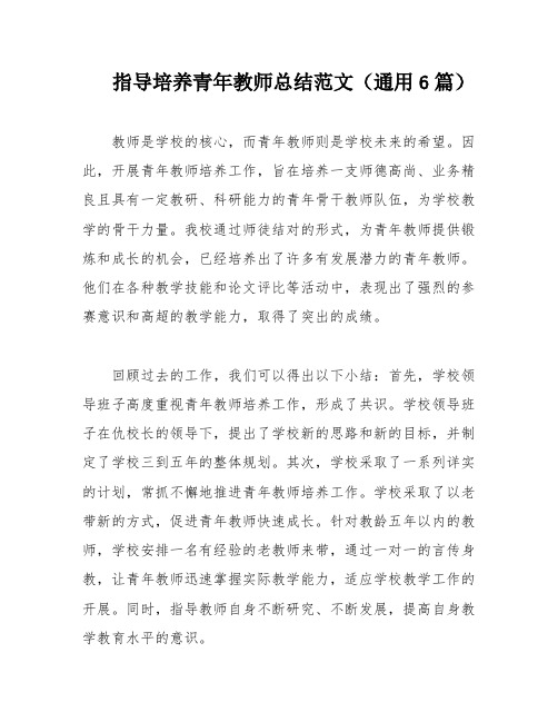 指导培养青年教师总结范文(通用6篇)