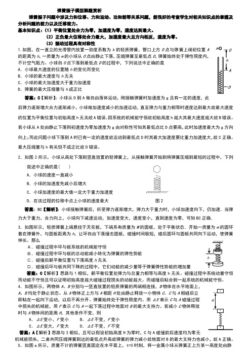 弹簧振子模型解题赏析