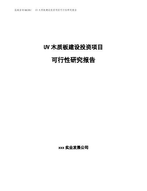 新建UV木质板建设投资项目可行性研究报告