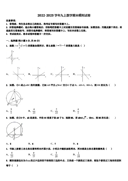 2022年贵阳市重点中学数学九年级上册期末达标测试试题含解析