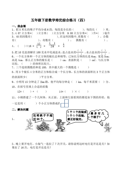 五年级下册数学培优综合练习