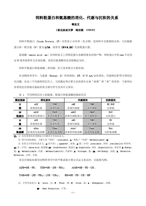 韩友文-饲料粗蛋白和氨基酸的消化、代谢与沉积的关系