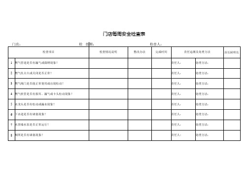 门店每周安全检查表