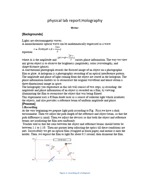 大学物理实验报告英文版--全息照相