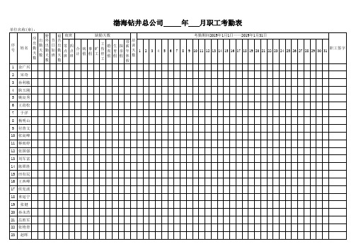 职工考勤表手写考勤详细版